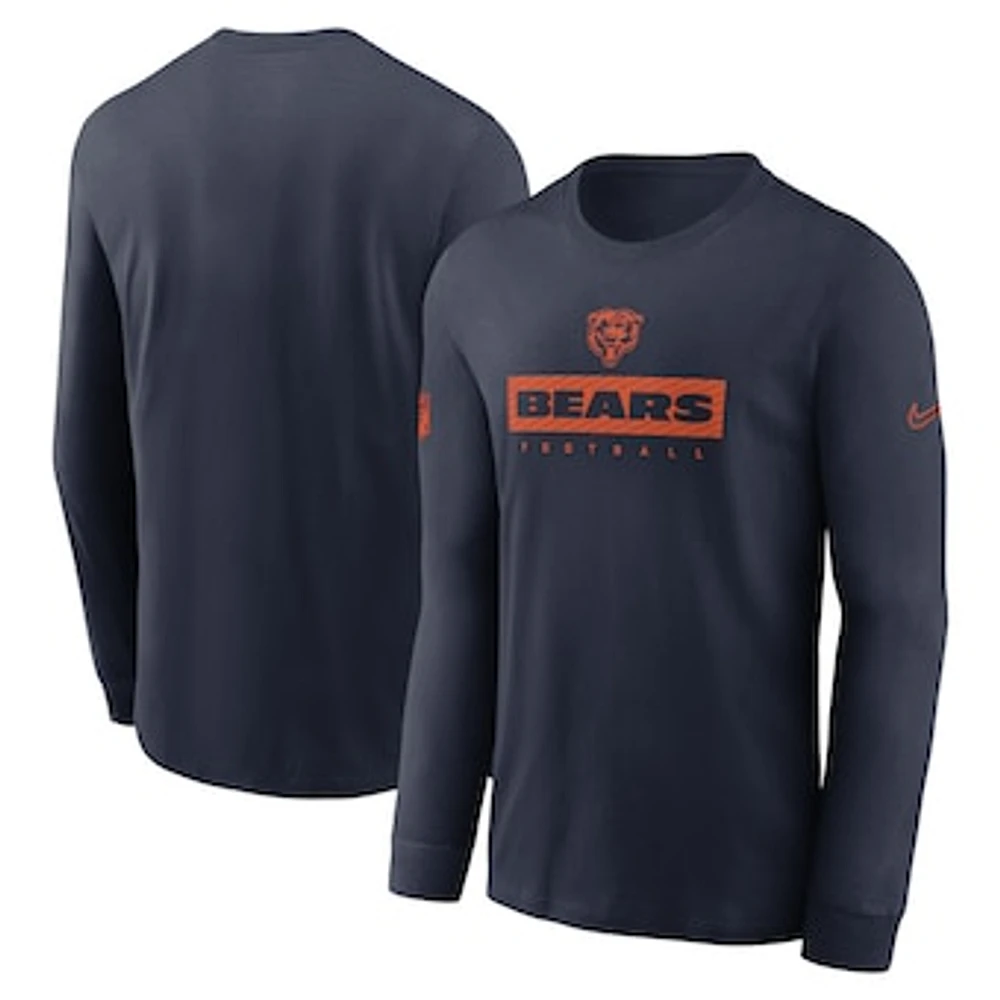 Men's Nike Navy Chicago Bears Sideline Performance Long Sleeve T-Shirt