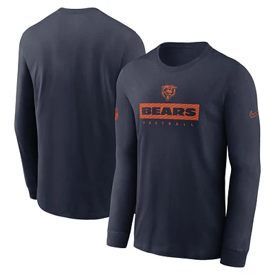 Men's Nike Navy Chicago Bears Sideline Performance Long Sleeve T-Shirt