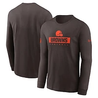 Men's Nike Brown Cleveland Browns Sideline Performance Long Sleeve T-Shirt