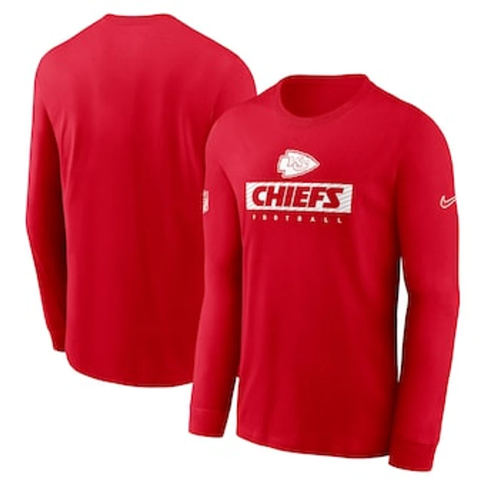 Men's Nike Red Kansas City Chiefs Sideline Performance Long Sleeve T-Shirt