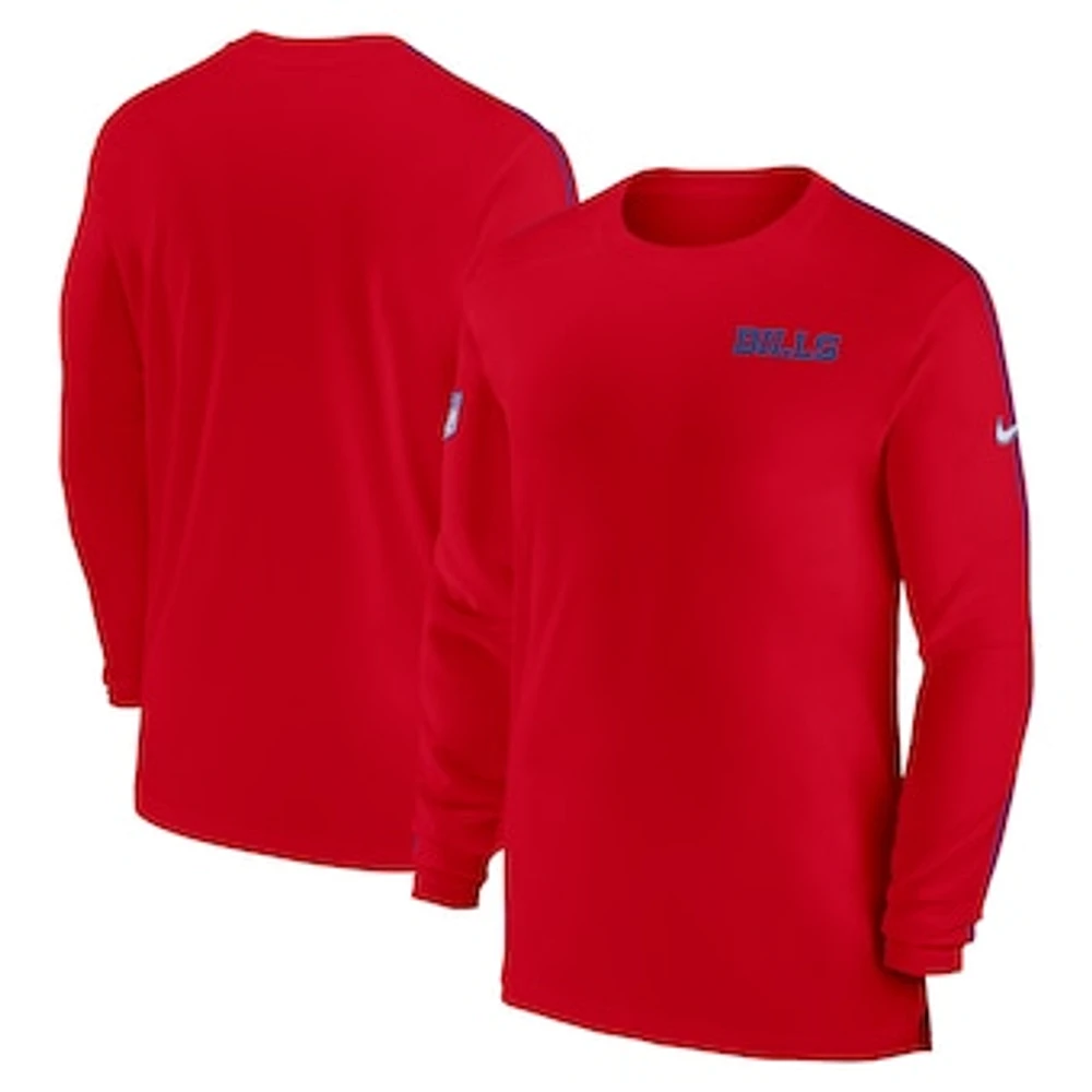 Men's Nike Red Buffalo Bills Sideline Coach UV Performance Long Sleeve T-Shirt