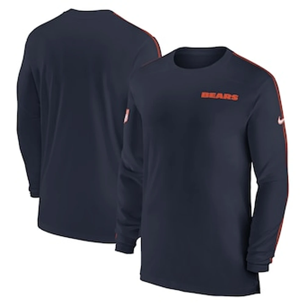 Men's Nike Navy Chicago Bears Sideline Coach UV Performance Long Sleeve T-Shirt