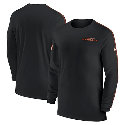 Men's Nike Black Cincinnati Bengals Sideline Coach UV Performance Long Sleeve T-Shirt