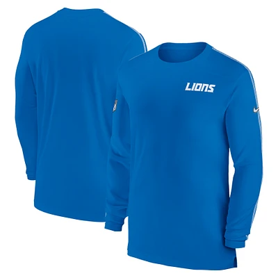 Men's Nike Blue Detroit Lions Sideline Coach UV Performance Long Sleeve T-Shirt