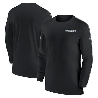 Men's Nike Black Las Vegas Raiders Sideline Coach UV Performance Long Sleeve T-Shirt