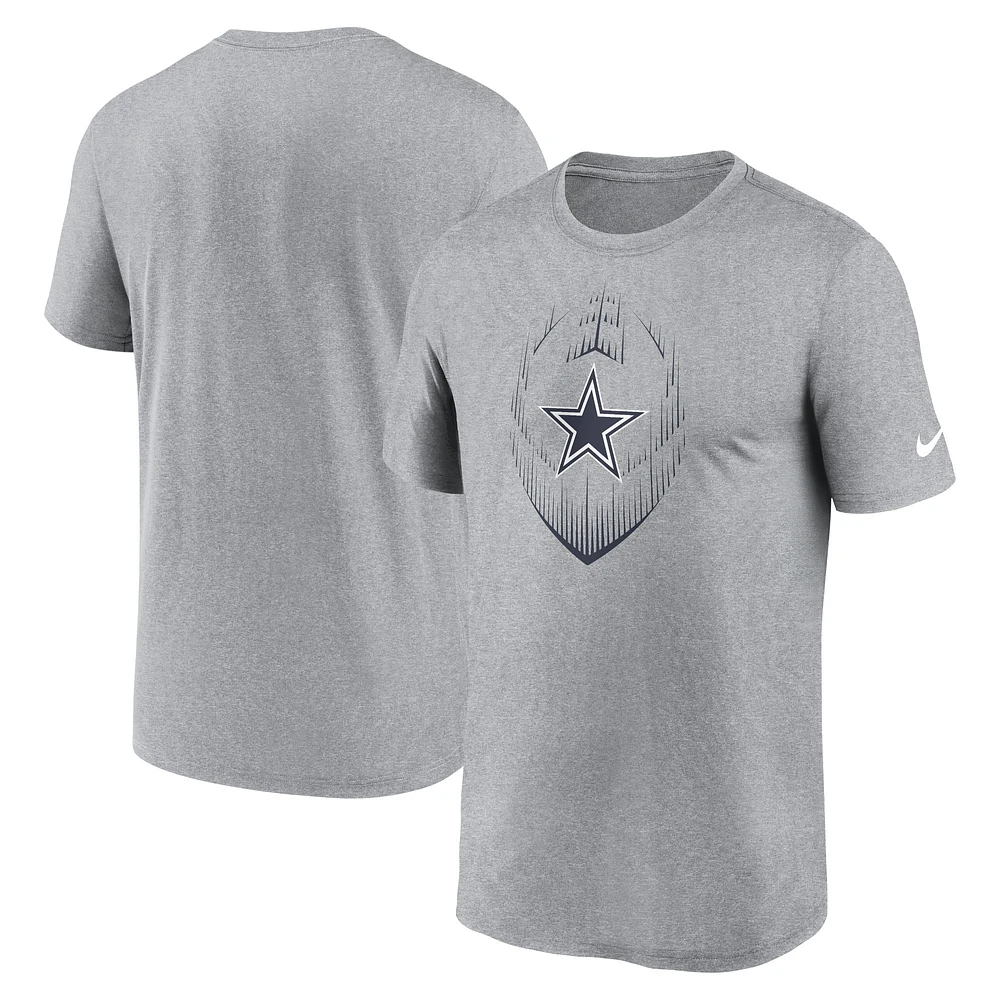 Men's Nike Heather Gray Dallas Cowboys Primetime Legend Icon Performance T-Shirt