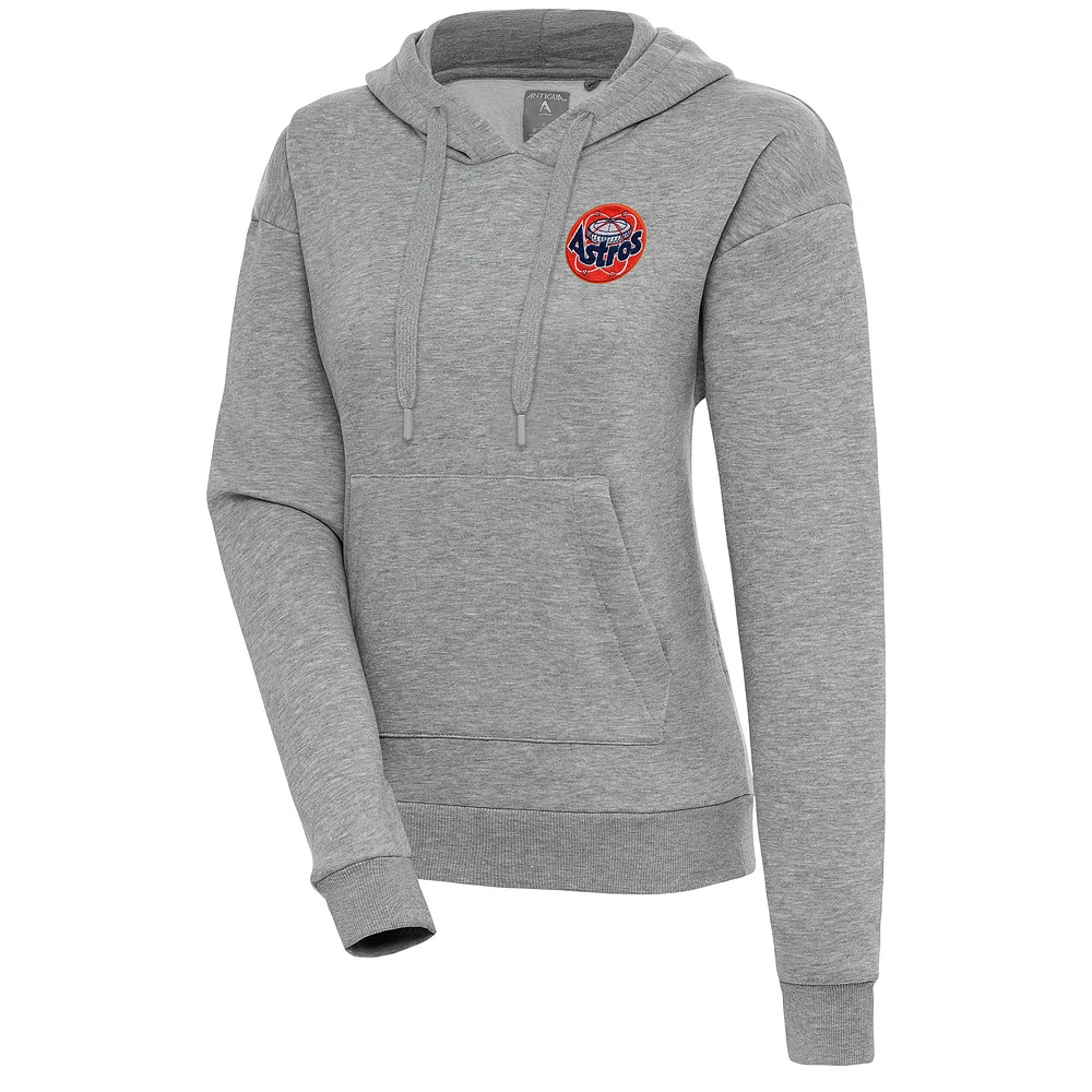 Women's Antigua Heather Gray Houston Astros Cooperstown Victory Pullover Hoodie