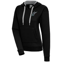 Women's Antigua  Black Florida Marlins Cooperstown Victory Pullover Hoodie
