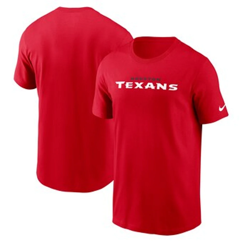 Men's Nike Red Houston Texans Primetime Wordmark Essential T-Shirt