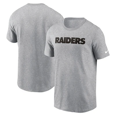 Men's Nike Heather Gray Las Vegas Raiders Primetime Wordmark Essential T-Shirt