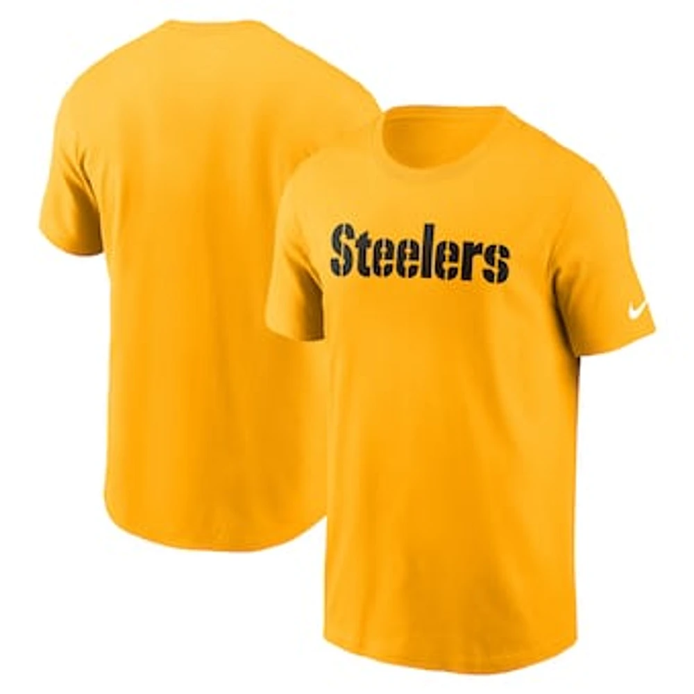 Men's Nike Gold Pittsburgh Steelers Primetime Wordmark Essential T-Shirt