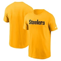 Men's Nike Gold Pittsburgh Steelers Primetime Wordmark Essential T-Shirt