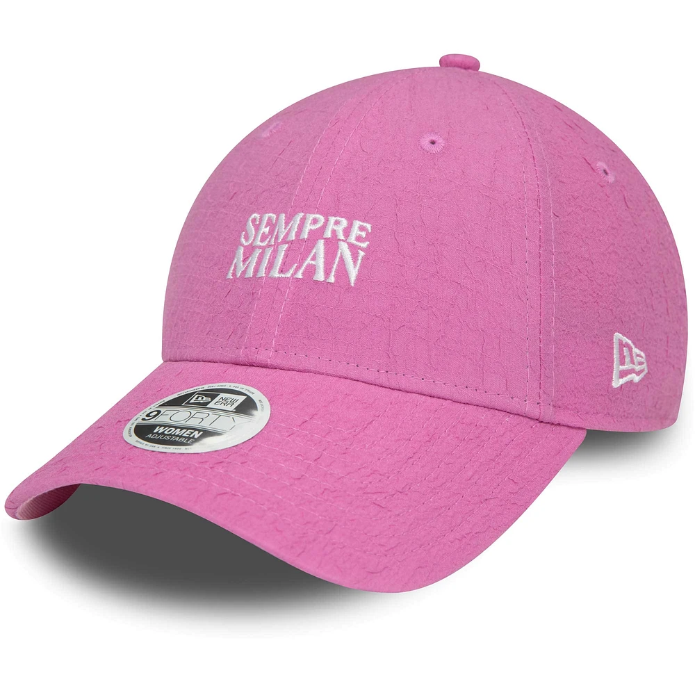 Women's New Era Pink AC Milan Crinkle 9FORTY Adjustable Hat