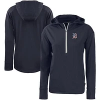 Women's Cutter & Buck  Navy Detroit Tigers Daybreak Eco Recycled Half-Zip Hoodie