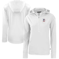 Women's Cutter & Buck  White Detroit Tigers Daybreak Eco Recycled Half-Zip Hoodie