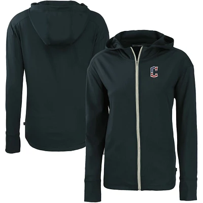 Women's Cutter & Buck  Navy Cleveland Guardians Daybreak Eco Recycled Full-Zip Hoodie