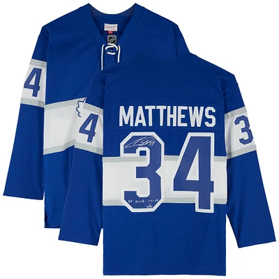 Auston Matthews Toronto Maple Leafs Autographed 2017 Centennial Classic Mitchell & Ness Jersey with "OT GWG 1-1-17" Inscription - Limited Edition of 17