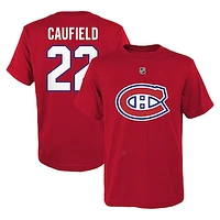 Youth Cole Caufield Red Montreal Canadiens  Name & Number T-Shirt