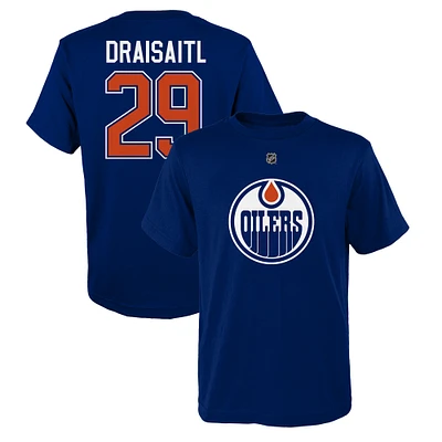 Youth Leon Draisaitl Blue Edmonton Oilers  Name & Number T-Shirt