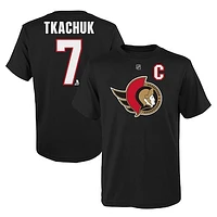 Youth Brady Tkachuk Black Ottawa Senators Captain Name & Number T-Shirt