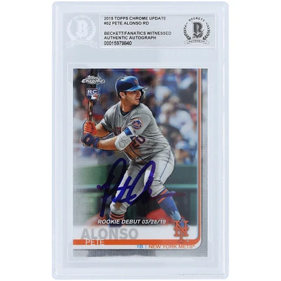 Pete Alonso New York Mets Autographed 2019 Topps Chrome Update #52 Beckett Fanatics Witnessed Authenticated Rookie Card