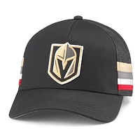 Men's American Needle Black Vegas Golden Knights HotFoot Stripes Trucker Adjustable Hat