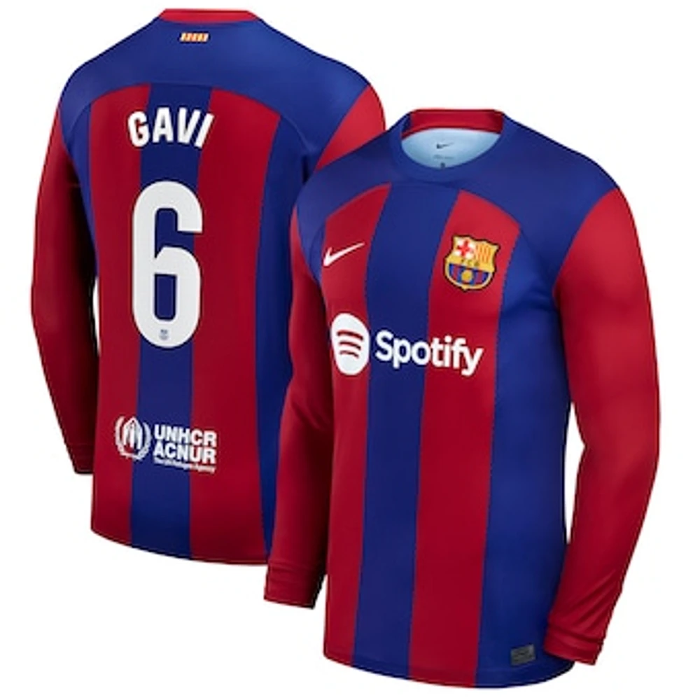 Men's Nike Gavi Royal Barcelona 2023/24 Home Stadium Replica Long Sleeve Player Jersey