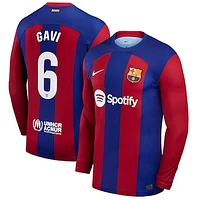 Men's Nike Gavi Royal Barcelona 2023/24 Home Stadium Replica Long Sleeve Player Jersey