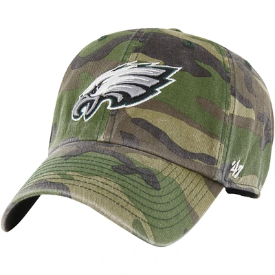 Men's '47 Camo Philadelphia Eagles Woodland Clean Up Adjustable Hat