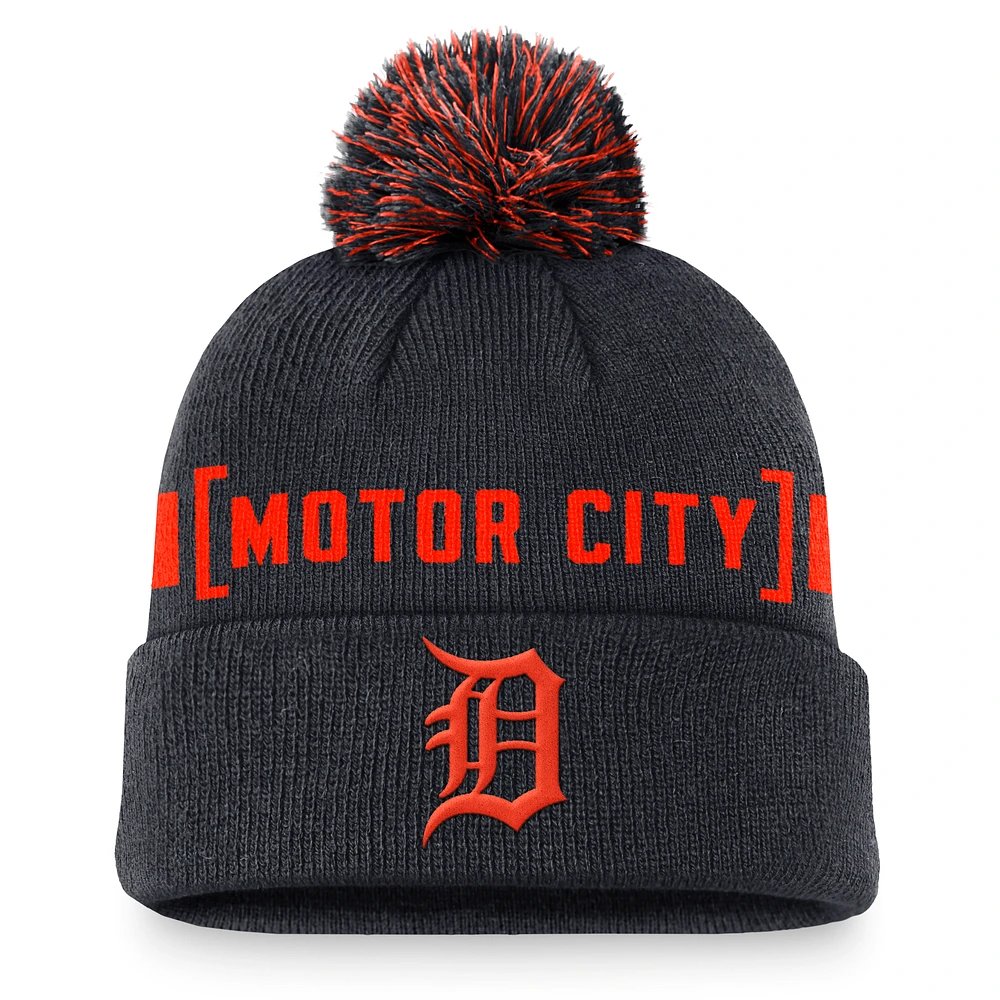 Men's Nike Navy Detroit Tigers Hometown Peak Cuffed Knit Hat with Pom