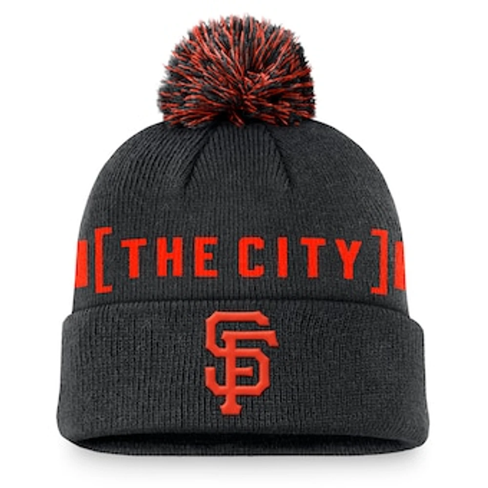 Men's Nike Black San Francisco Giants Hometown Peak Cuffed Knit Hat with Pom