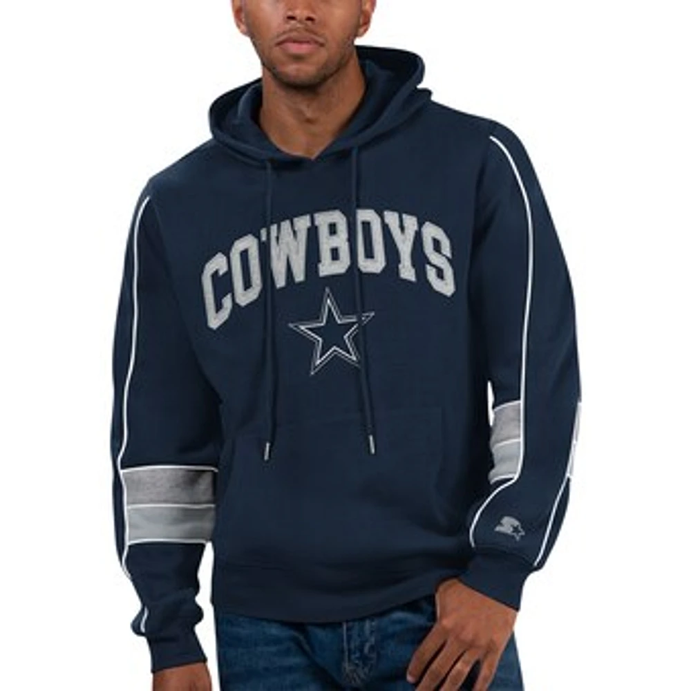 Men's Starter Navy Dallas Cowboys Captain Pullover Hoodie