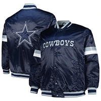 Men's Starter Navy Dallas Cowboys Home Game Satin Full-Snap Varsity Jacket