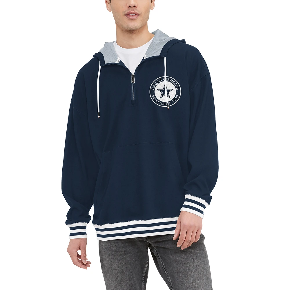 Men's Tommy Hilfiger Navy Dallas Cowboys Aaron Quarter-Zip Hoodie