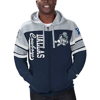 Men's Starter Navy Dallas Cowboys Throwback Extreme Full-Zip Hoodie