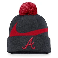 Men's Nike Navy Atlanta Braves Swoosh Peak Cuffed Knit Hat with Pom