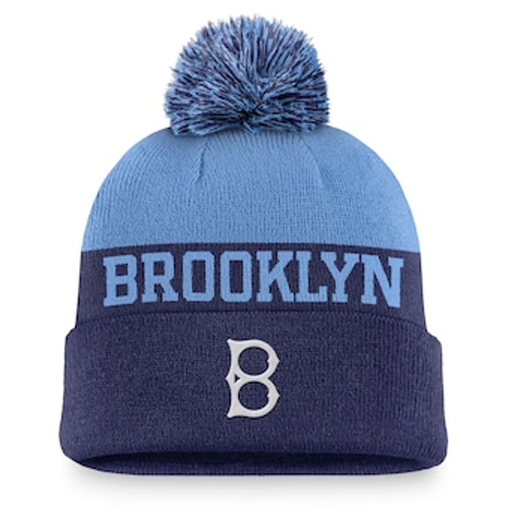 Men's Nike Royal Brooklyn Dodgers Rewind Peak Cuffed Knit Hat with Pom