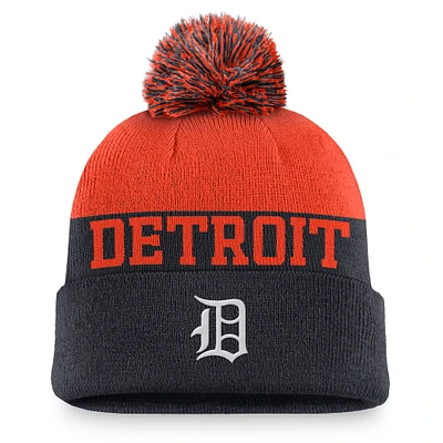 Men's Nike Navy Detroit Tigers Rewind Peak Cuffed Knit Hat with Pom