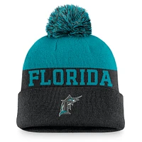 Men's Nike Black Florida Marlins Rewind Peak Cuffed Knit Hat with Pom