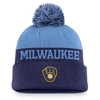 Men's Nike Royal Milwaukee Brewers Rewind Peak Cuffed Knit Hat with Pom