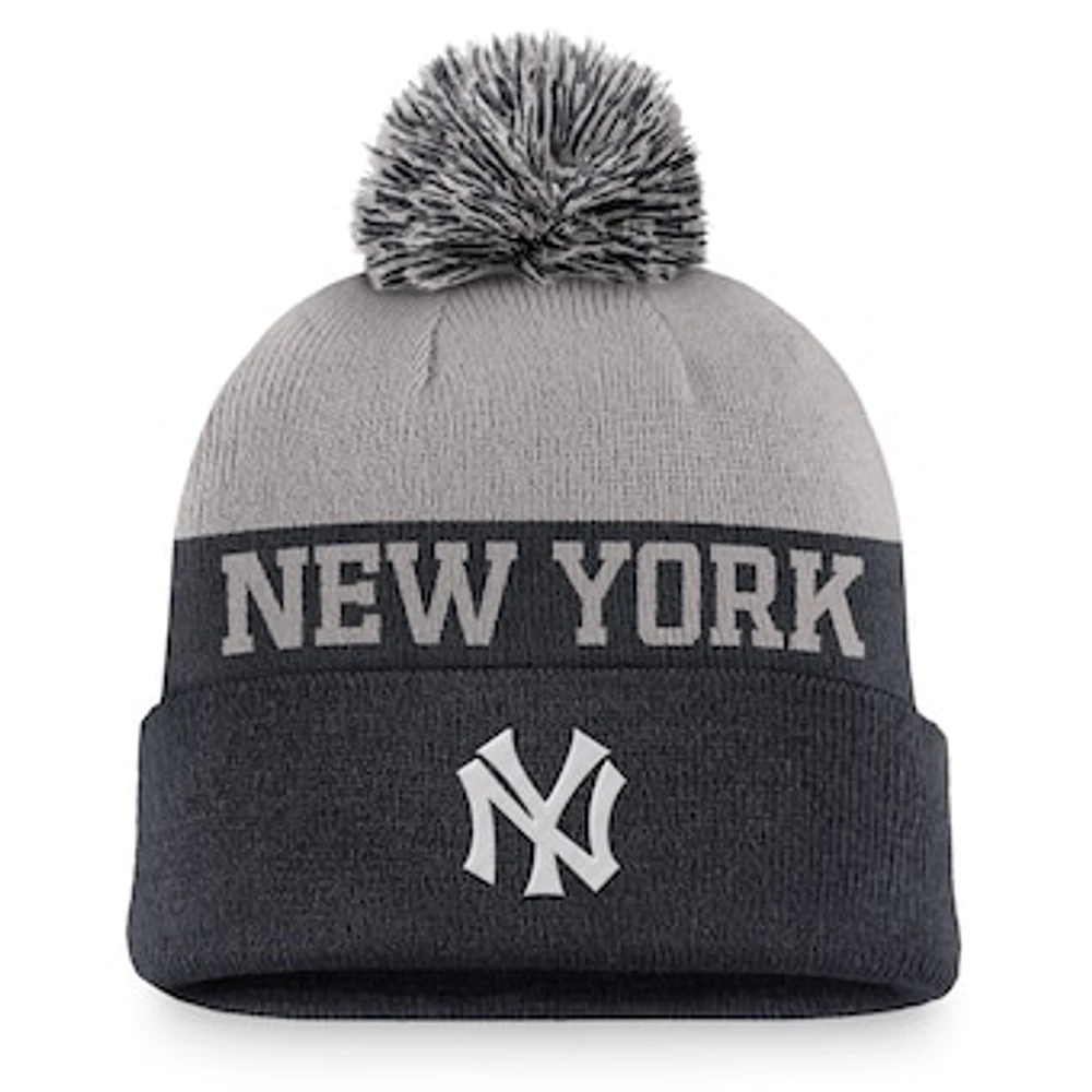 Men's Nike Navy New York Yankees Rewind Peak Cuffed Knit Hat with Pom