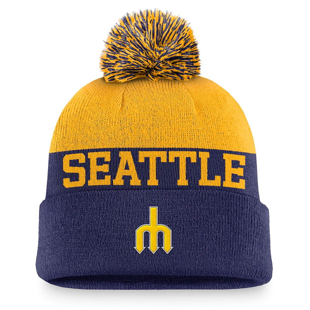 Men's Nike Royal Seattle Mariners Rewind Peak Cuffed Knit Hat with Pom