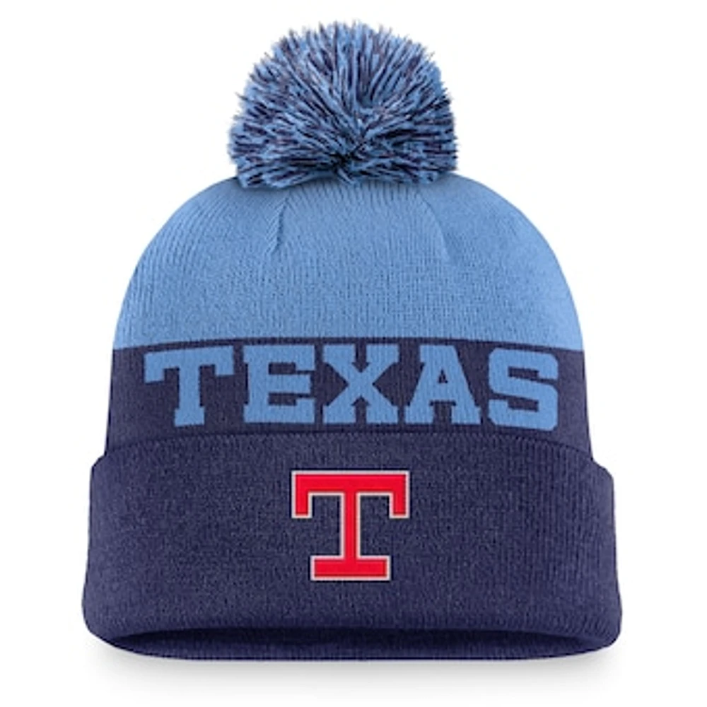 Men's Nike Royal Texas Rangers Rewind Peak Cuffed Knit Hat with Pom