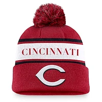 Men's Nike Red Cincinnati Reds Team Stripe Peak Cuffed Knit Hat with Pom