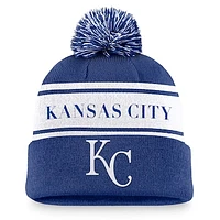 Men's Nike Royal Kansas City Royals Team Stripe Peak Cuffed Knit Hat with Pom