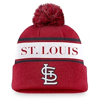 Men's Nike Red St. Louis Cardinals Team Stripe Peak Cuffed Knit Hat with Pom