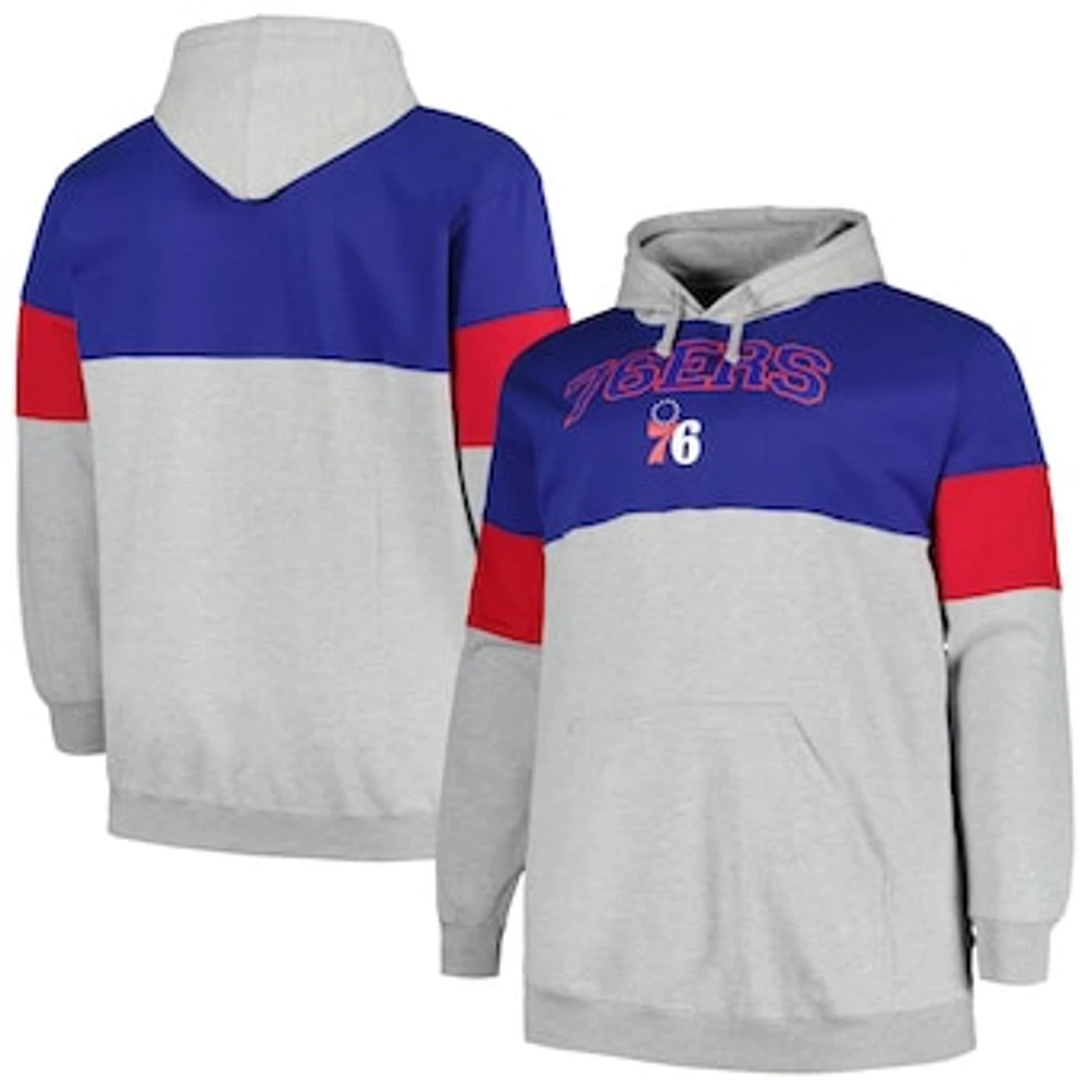 Men's Fanatics Royal/Red Philadelphia 76ers Big & Tall Pullover Hoodie