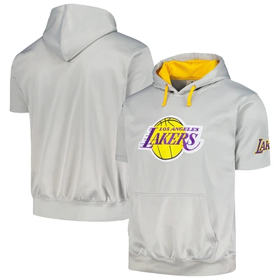 Men's Fanatics Silver/Gold Los Angeles Lakers Short Sleeve Pullover Hoodie