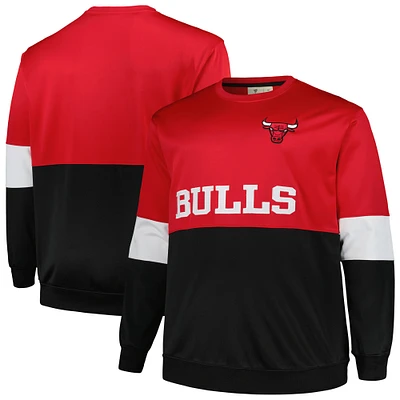 Men's Fanatics Red/Black Chicago Bulls Big & Tall Split Pullover Sweatshirt