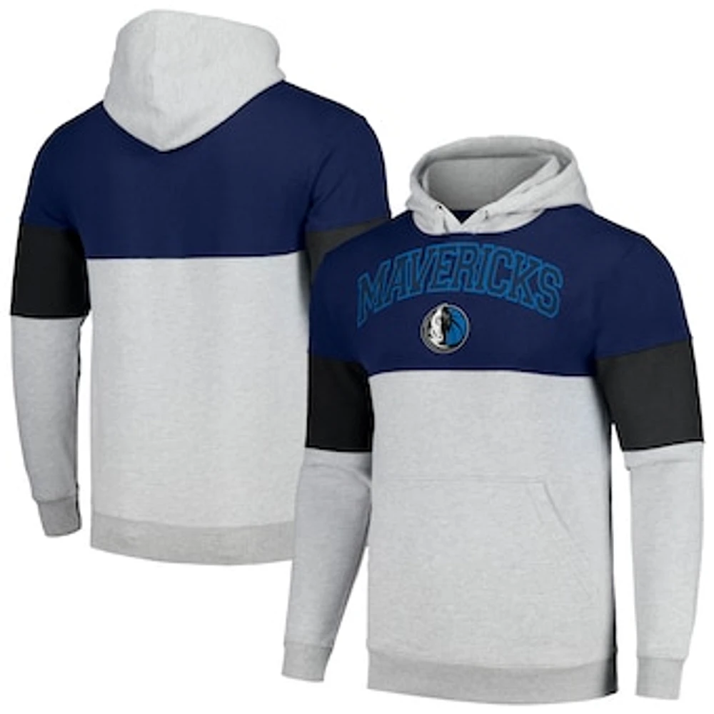 Men's Fanatics Navy Dallas Mavericks Contrast Pieced Pullover Hoodie